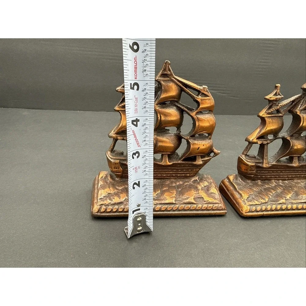 Vintage Cast Iron Ship Nautical Old Ironsides Bookends Door Stopper 1940s-50s